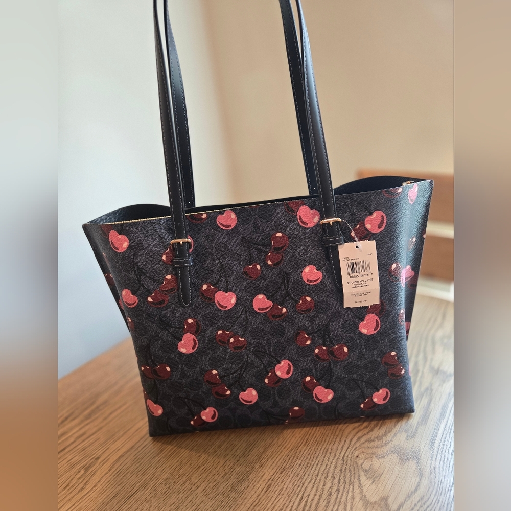 Coach Outlet Cherry And Blue Signature Print Mollie TOTE - Picture 4 of 10